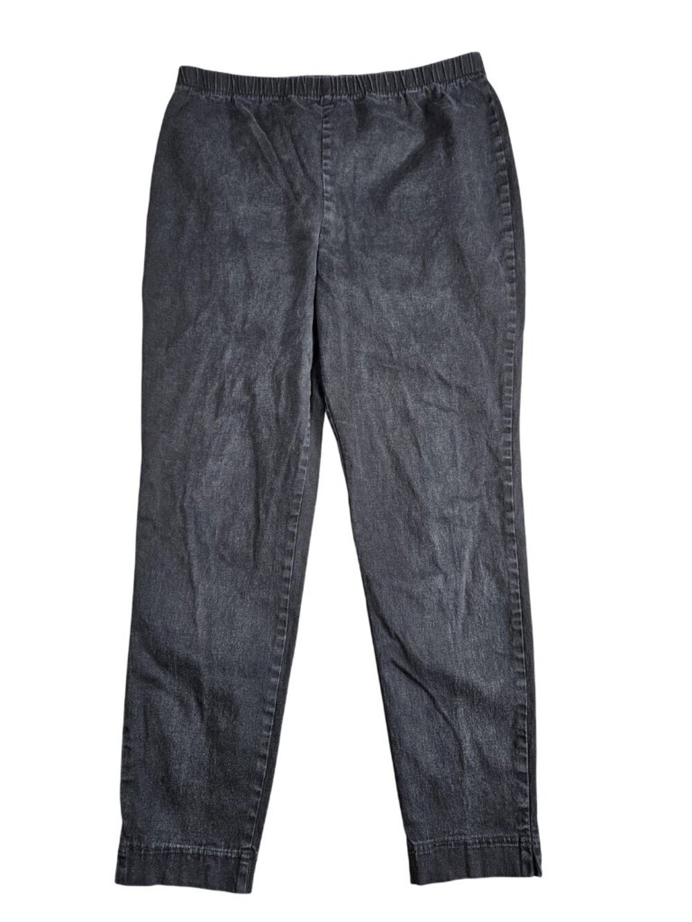 Faded Glory Tapered Jeans Womens XL Gray Charcoal Wash High Rise Pull On Stretch